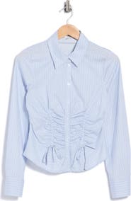 Madden Girl Ruched Button Front Shirt