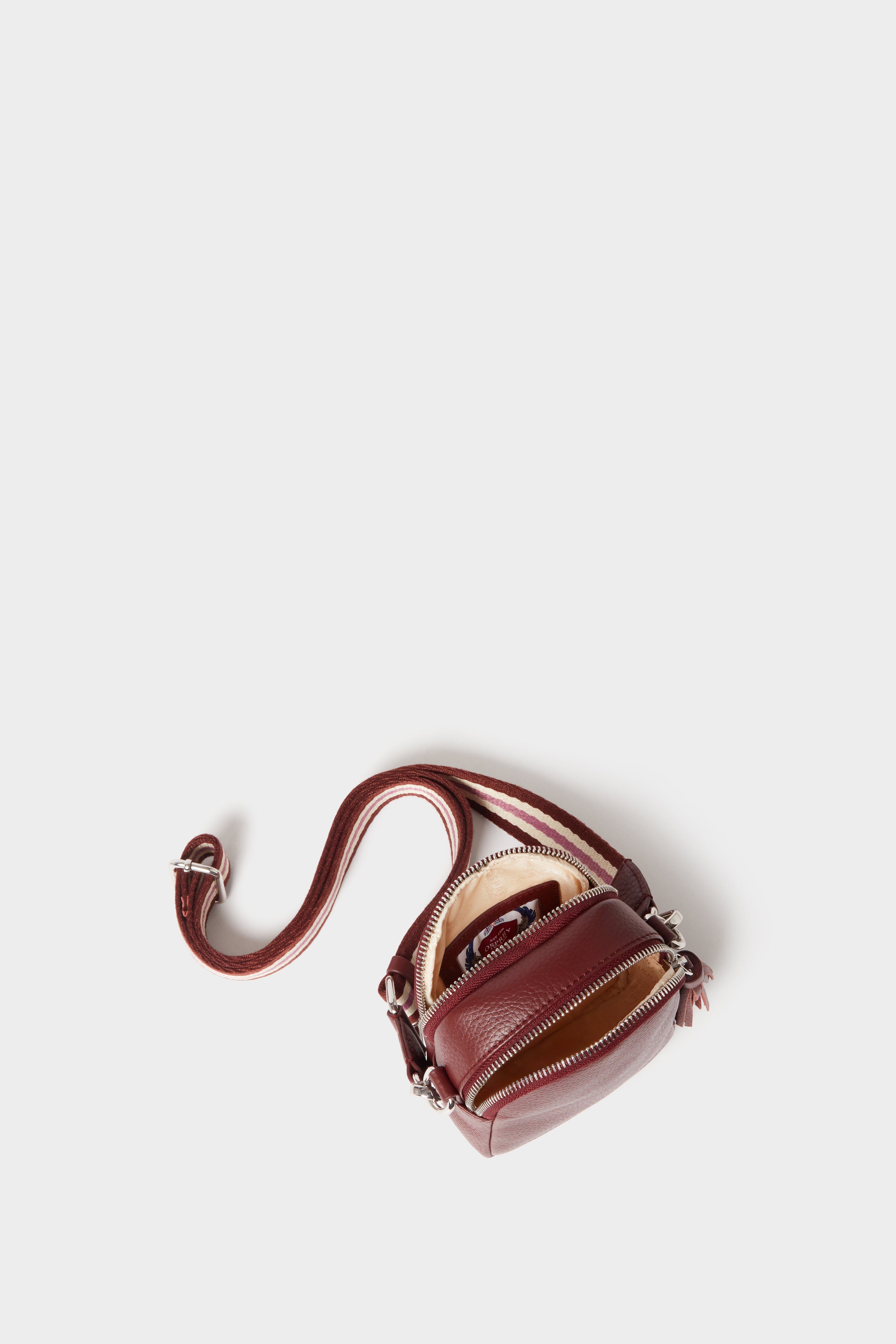 The Stella Leather Phone Bag, Alternate, color, Merlot