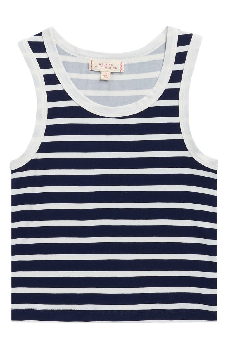Walking on Sunshine Kids' Stripe Tank, Main, color, Navy/ White