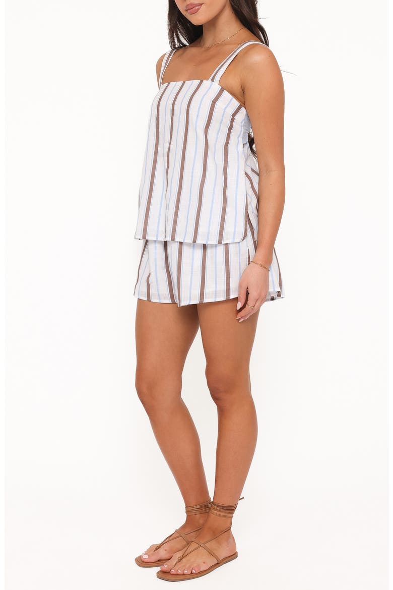 Sallie Stripe Cotton Top & Shorts Set, Alternate, color, CHOCOLATE BLUE STRIPE
