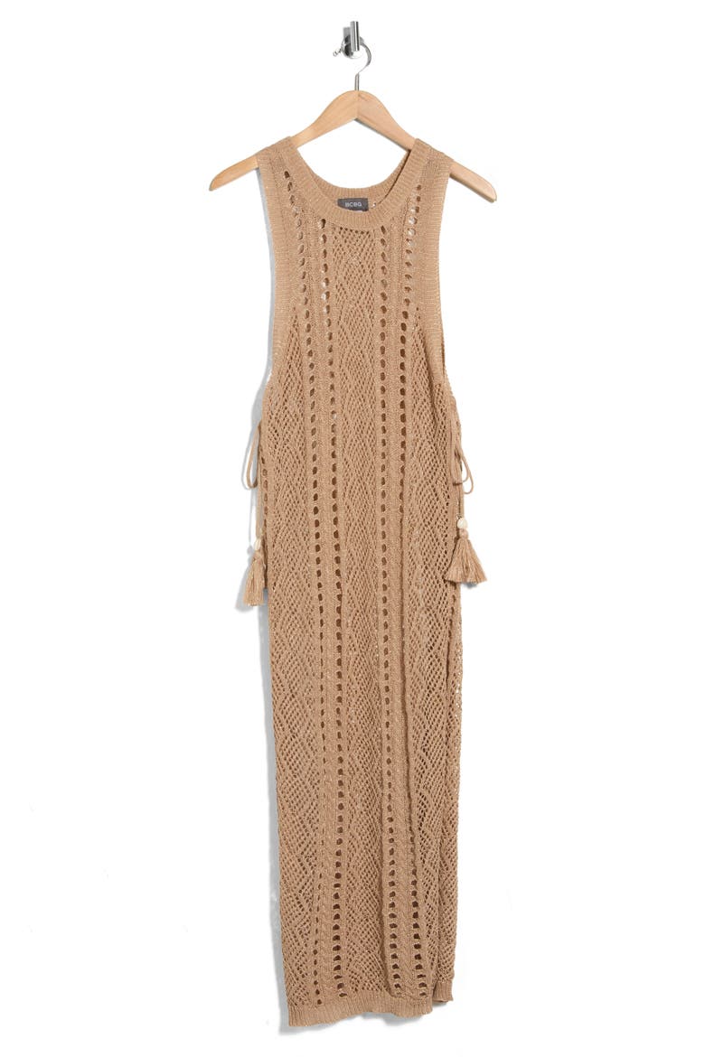 Lurex Knit Swim Coverup Dress, Alternate, color, TAN