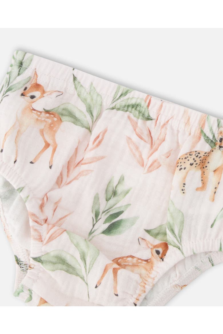 Muslin Dress and Bloomer Deer Printed Set, Alternate, color, Peach Deer Print