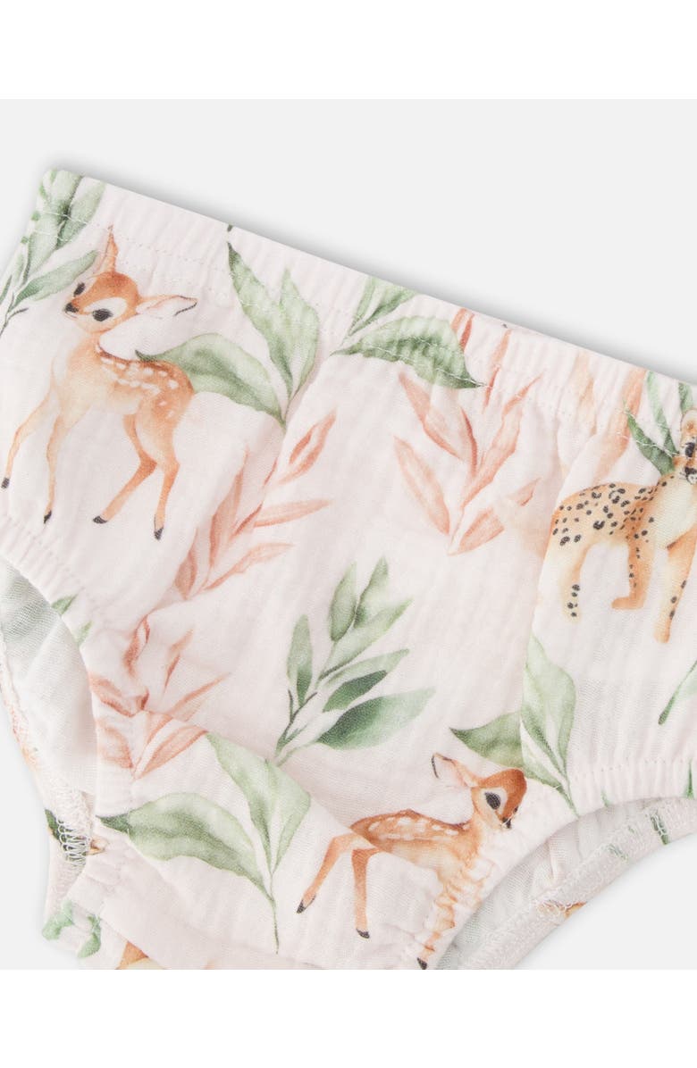 Deux par Deux Muslin Dress and Bloomer Deer Printed Set, Alternate, color, Peach Deer Print