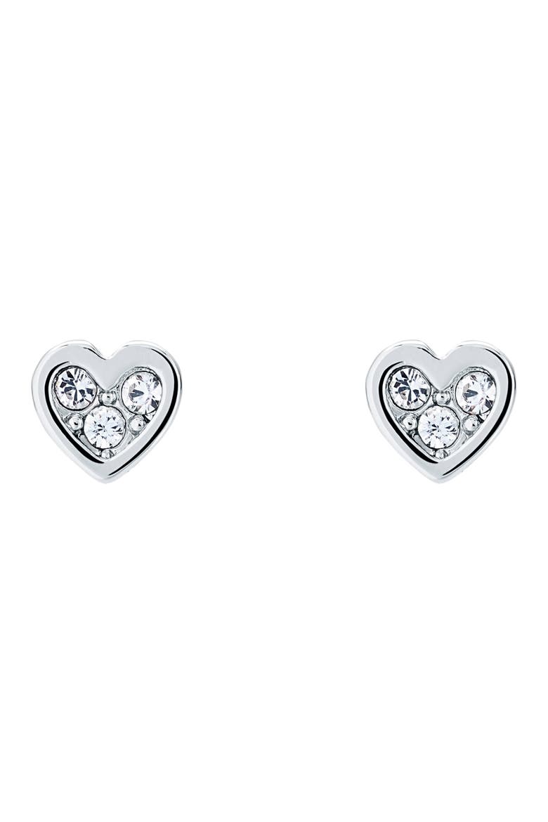 Neena Nano Heart Stud Earrings, Main, color, SILVER TONE CLEAR CRYSTAL