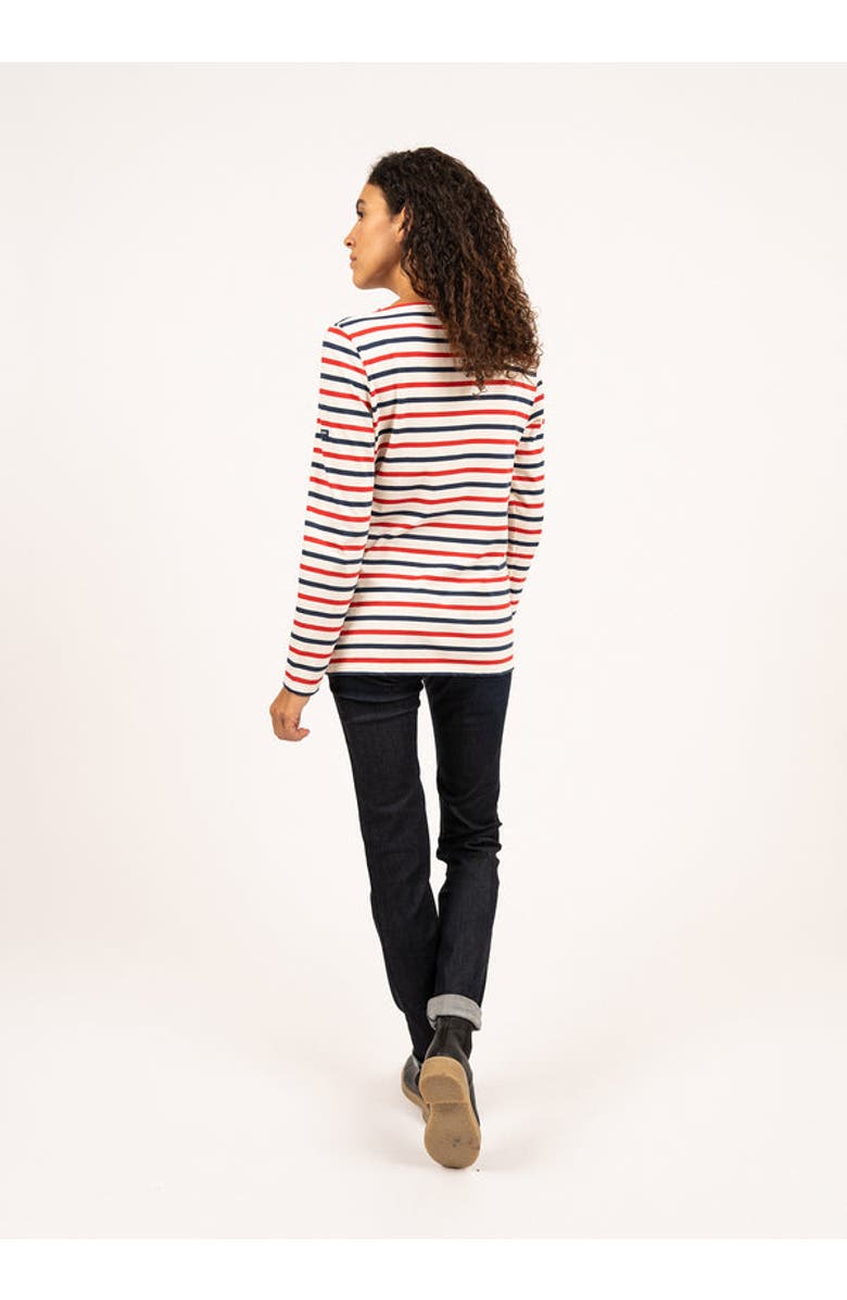 Saint James MINQUIDAME - Tri-color Breton Shirt for Women, Alternate, color, Ecru/Navy/Red