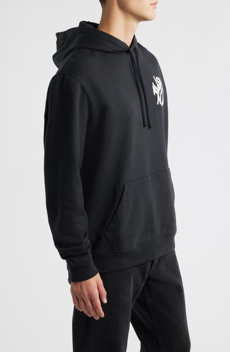 AllSaints Orlando Logo Cotton Graphic Hoodie, Alternate, color, Jet Black