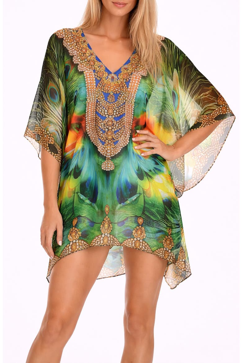 Short Cover-Up Poncho, Alternate, color, GREEN