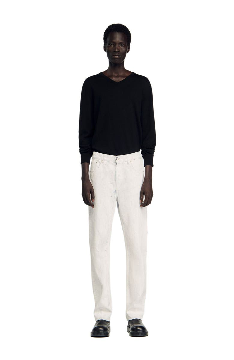 SANDRO Regular crackle-effect jeans, Main, color, Optic White