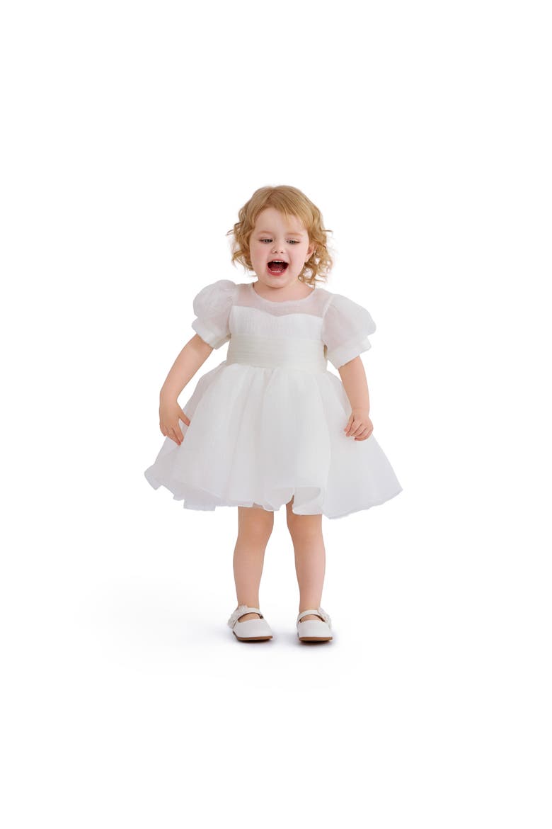 Puff-Sleeve Party Dress, Alternate, color, Ivory