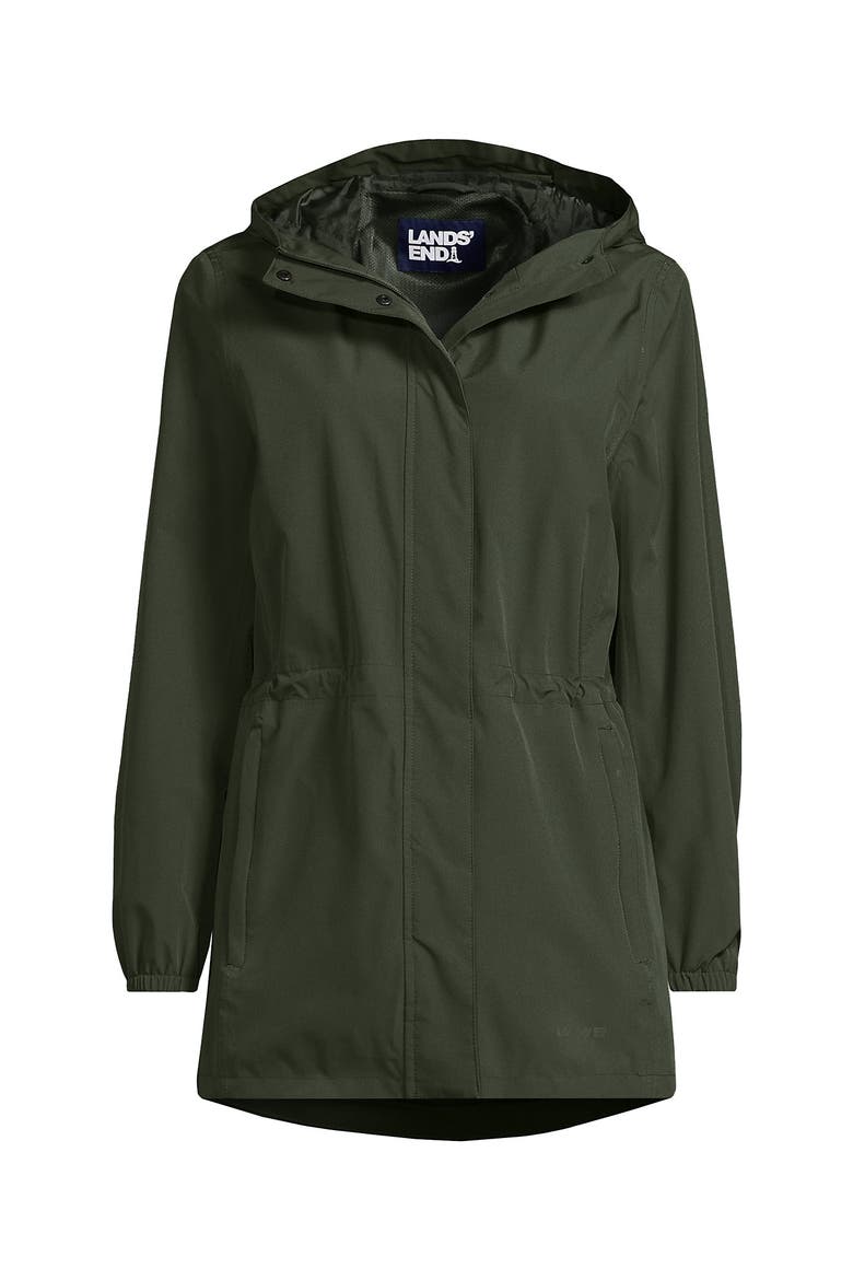Plus Size Print Waterproof Hooded Packable Raincoat, Alternate, color, Rich Olive Green