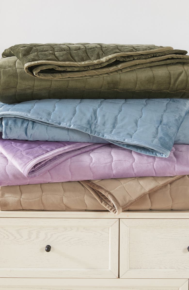 Woven & Weft Velvet Box Stitch Quilt Set, Alternate, color, Cappuccino