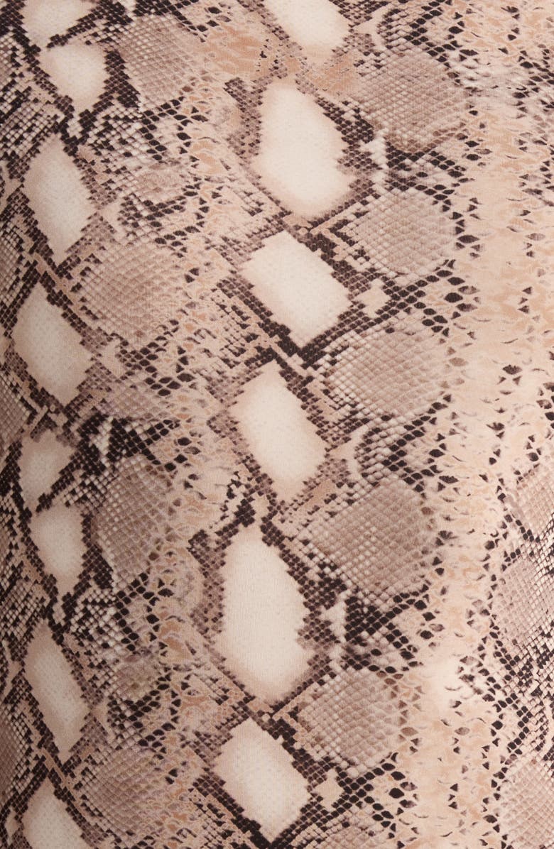 Naked Wardrobe Naked Snakeskin Print Long Sleeve Bodysuit, Alternate, color, Light Beige Snakeskin