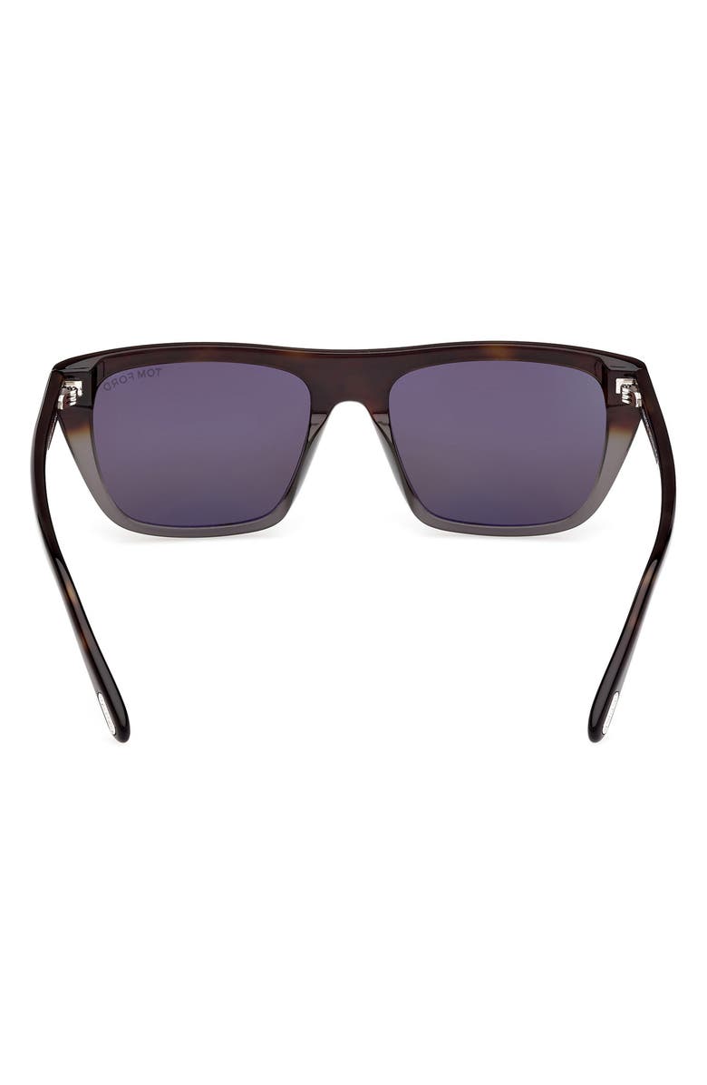TOM FORD Aslan 56mm Rectangular Sunglasses, Alternate, color, Havana Into Grey Havana
