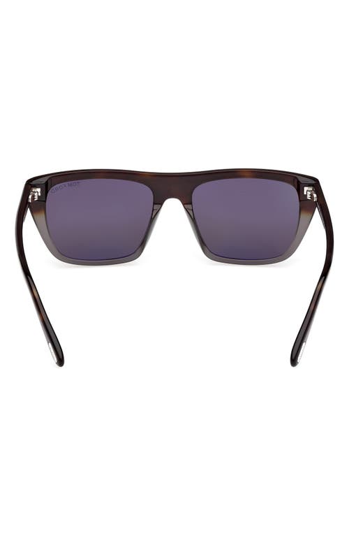 Tom Ford Aslan 56mm Rectangular Sunglasses In Havana Into Grey Havana