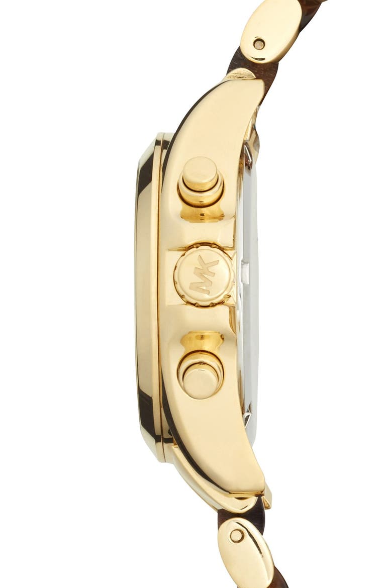 Michael Kors 'Bradshaw - Mini' Chronograph Resin Link Bracelet Watch, 36mm (Nordstrom Exclusive), Alternate, color, GOLD/ TORTOISE