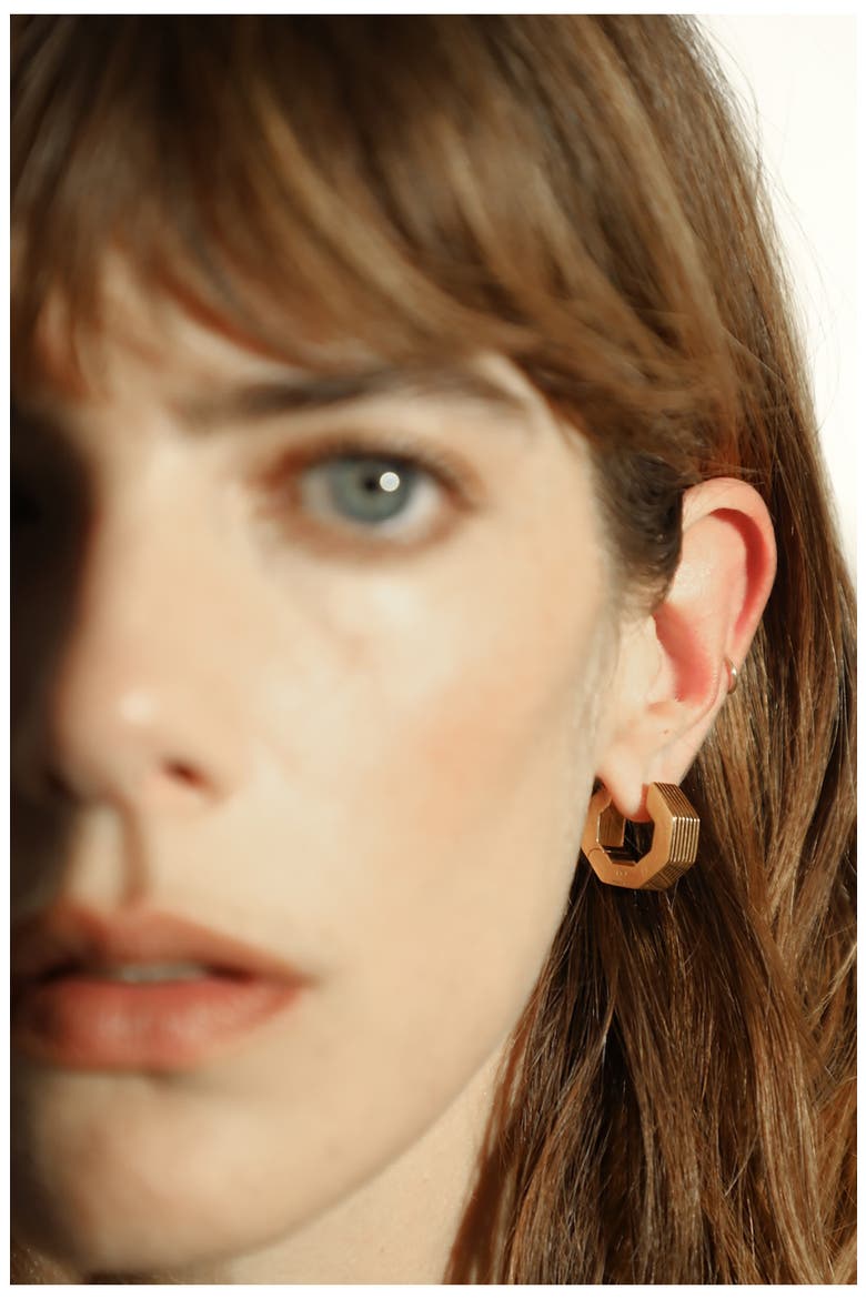 Small Aurelia Octagon Hoop Earrings, Alternate, color, YELLOW GOLD