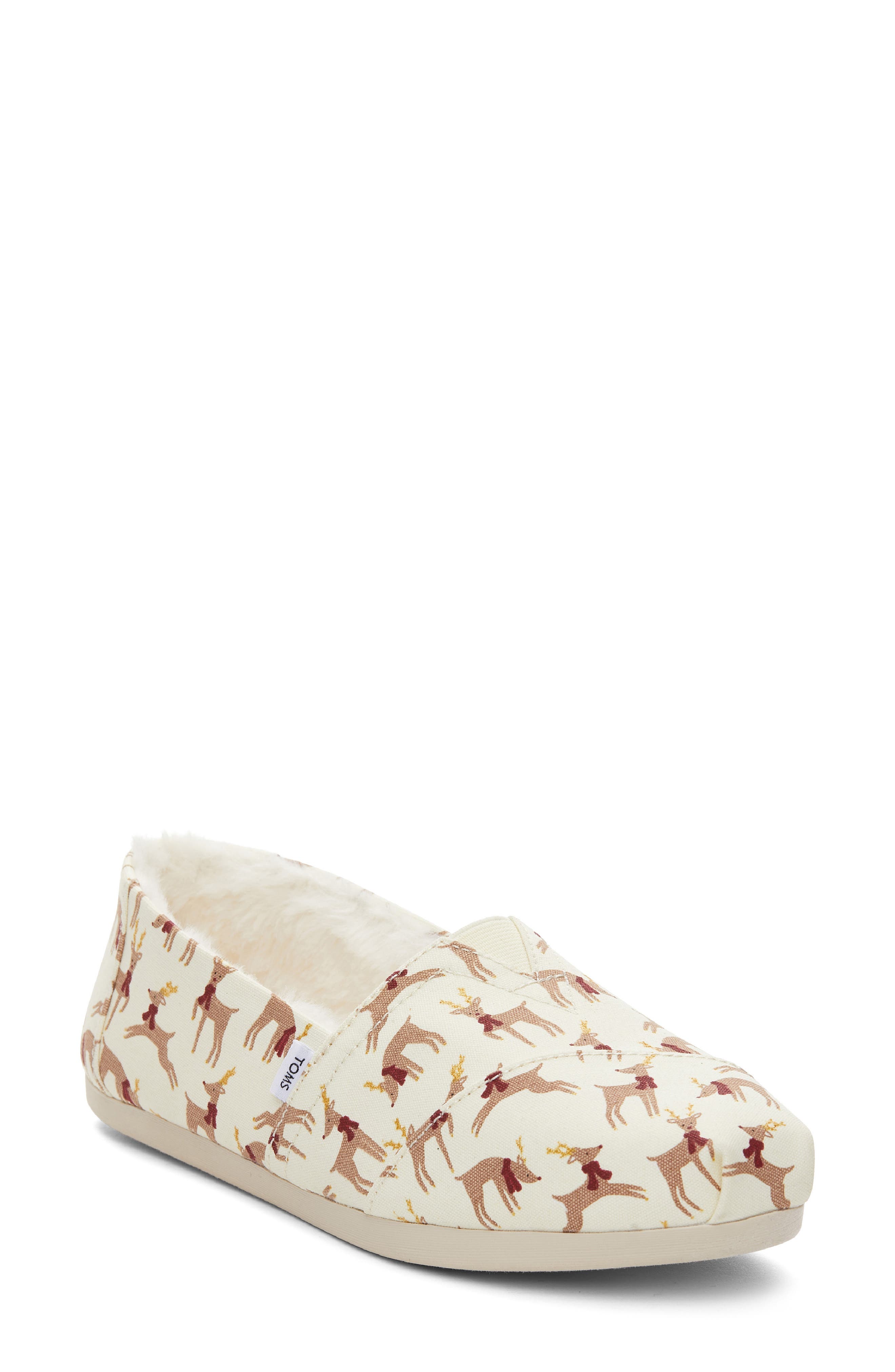 TOMS Alpargata Reindeer Faux Fur Lined Slip-On, Main, color, 