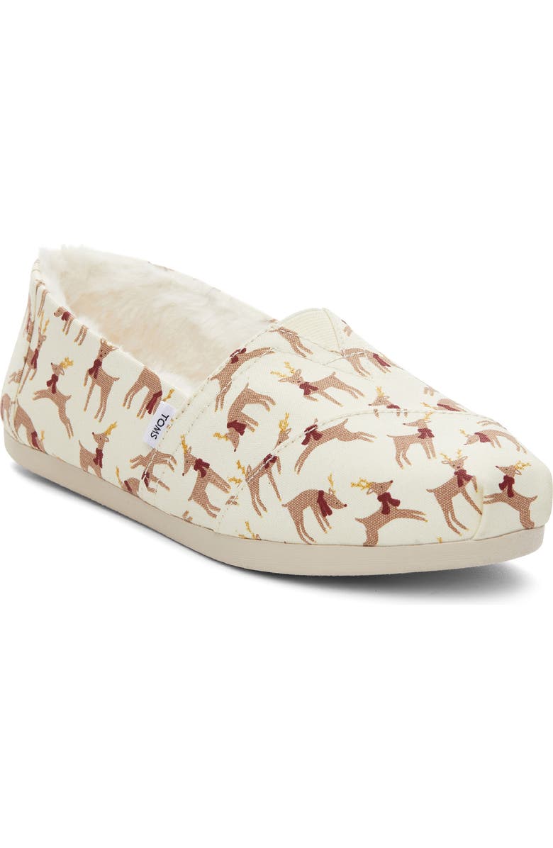 TOMS Alpargata Reindeer Faux Fur Lined Slip-On, Main, color,