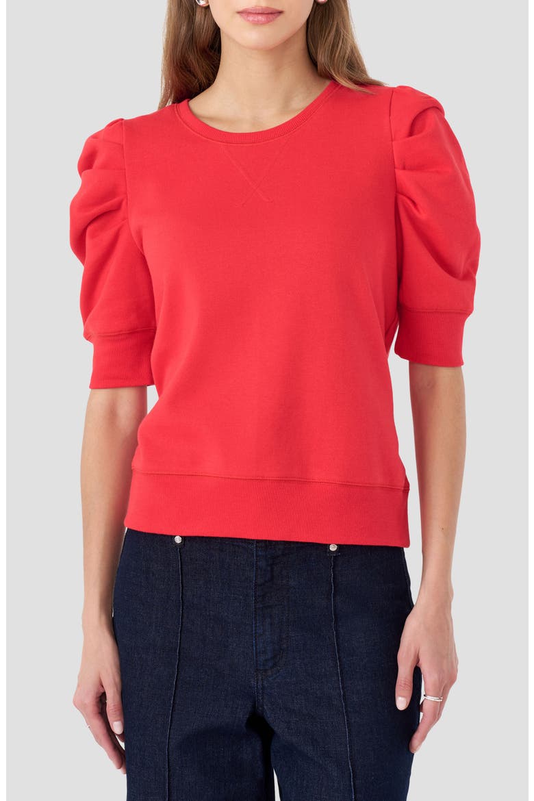 Janine Puff Sleeve Sweatshirt, Main, color, TOMATO