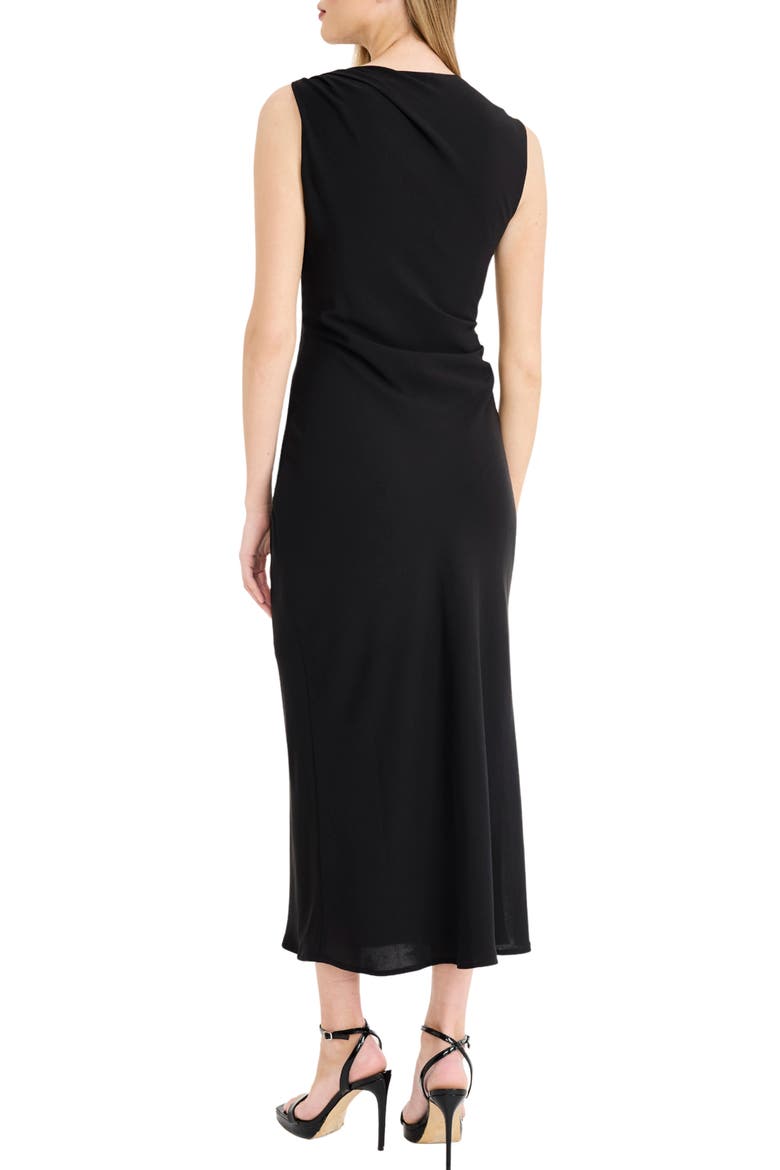 Bit Detail Ruched Midi Dress, Alternate, color, BLACK