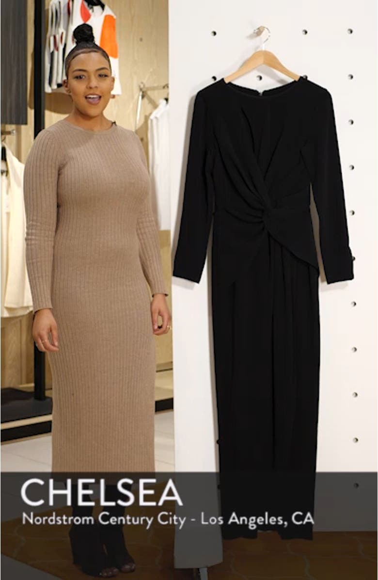 Naomi Long Sleeve Twist Crepe Gown, sales video thumbnail