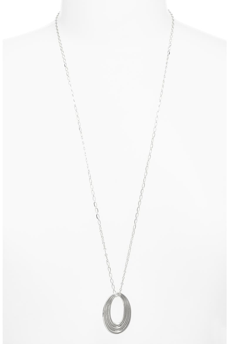 Concentric Circle Pendant Necklace, Alternate, color, SILVER