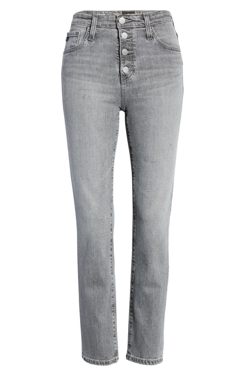 AG The Isabelle High Waist Button Front Ankle Straight Leg Jeans, Alternate, color, Entity