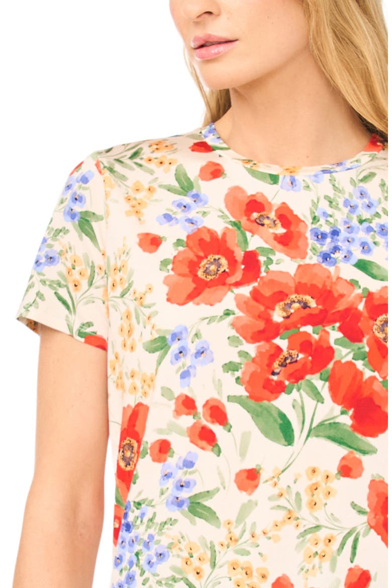 Floral Knit T-Shirt, Alternate, color, FIRE ORANGE