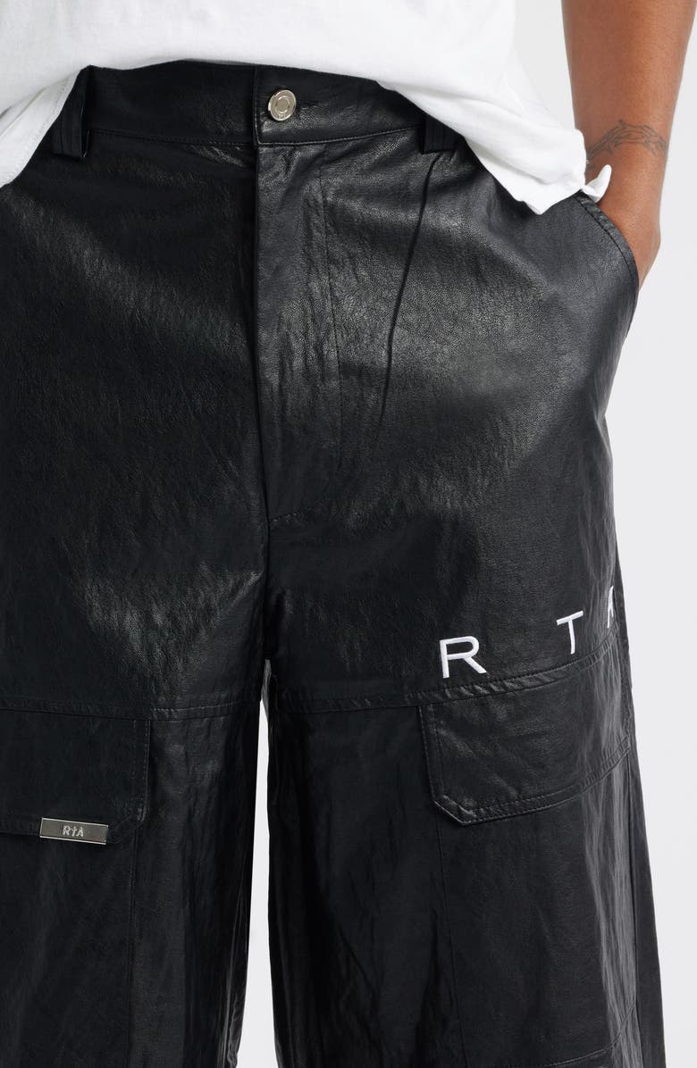 RtA Wylie Baggy Faux Leather Cargo Pants, Alternate, color, Shiny Black