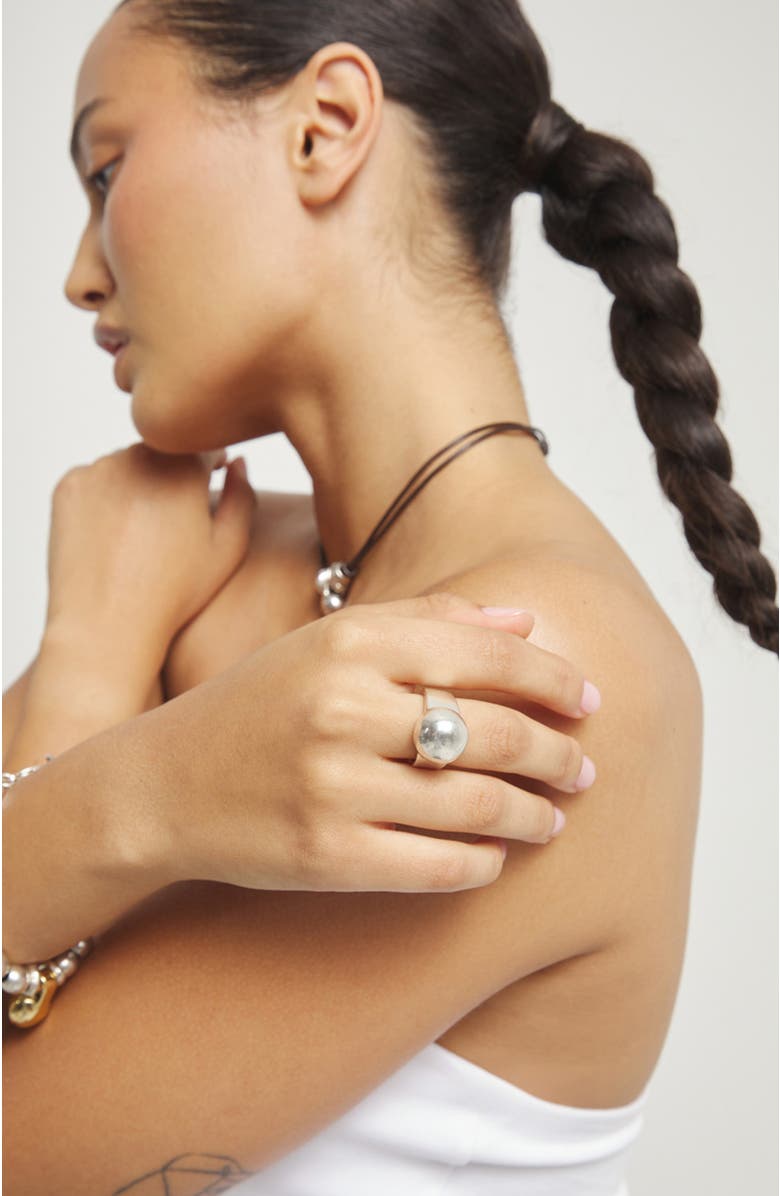 UNODE50 Sterling silver plated ring in the shape of a sphere, Alternate, color, Silver