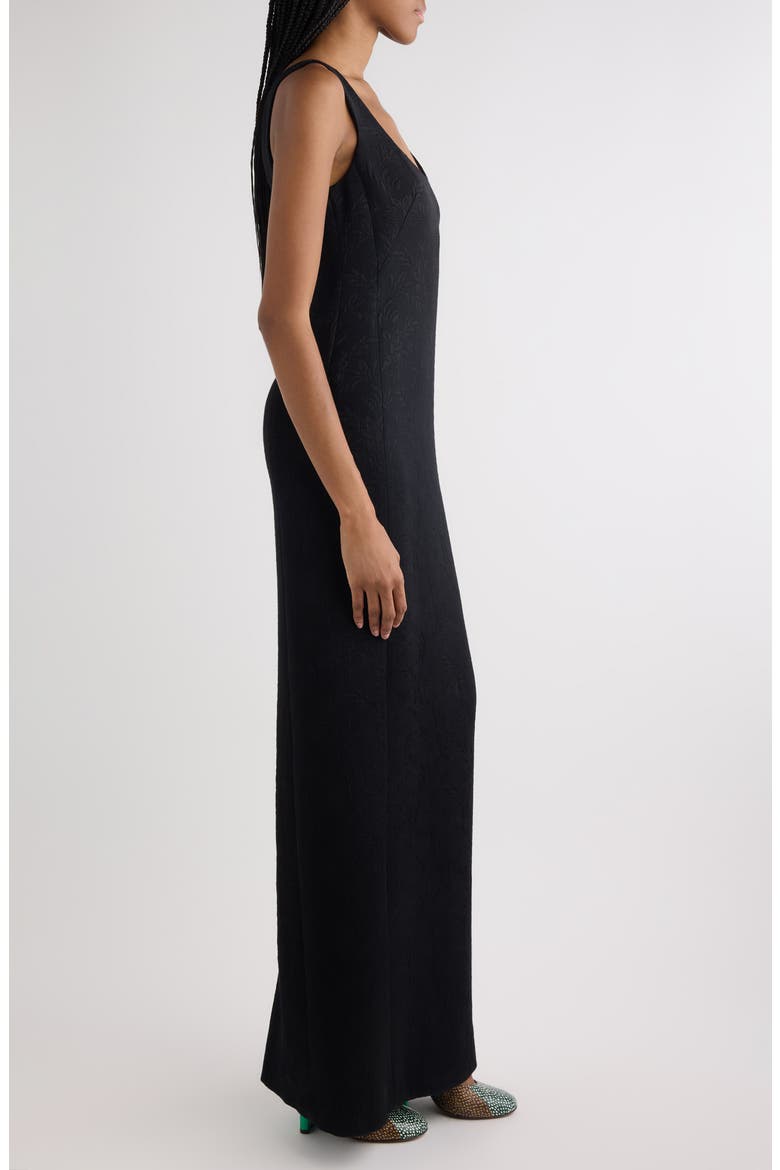 Matelassé Jacquard Column Gown, Alternate, color, BLACK