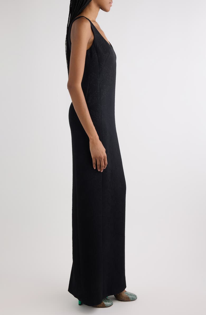 Dries Van Noten Matelassé Jacquard Column Gown, Alternate, color, Black