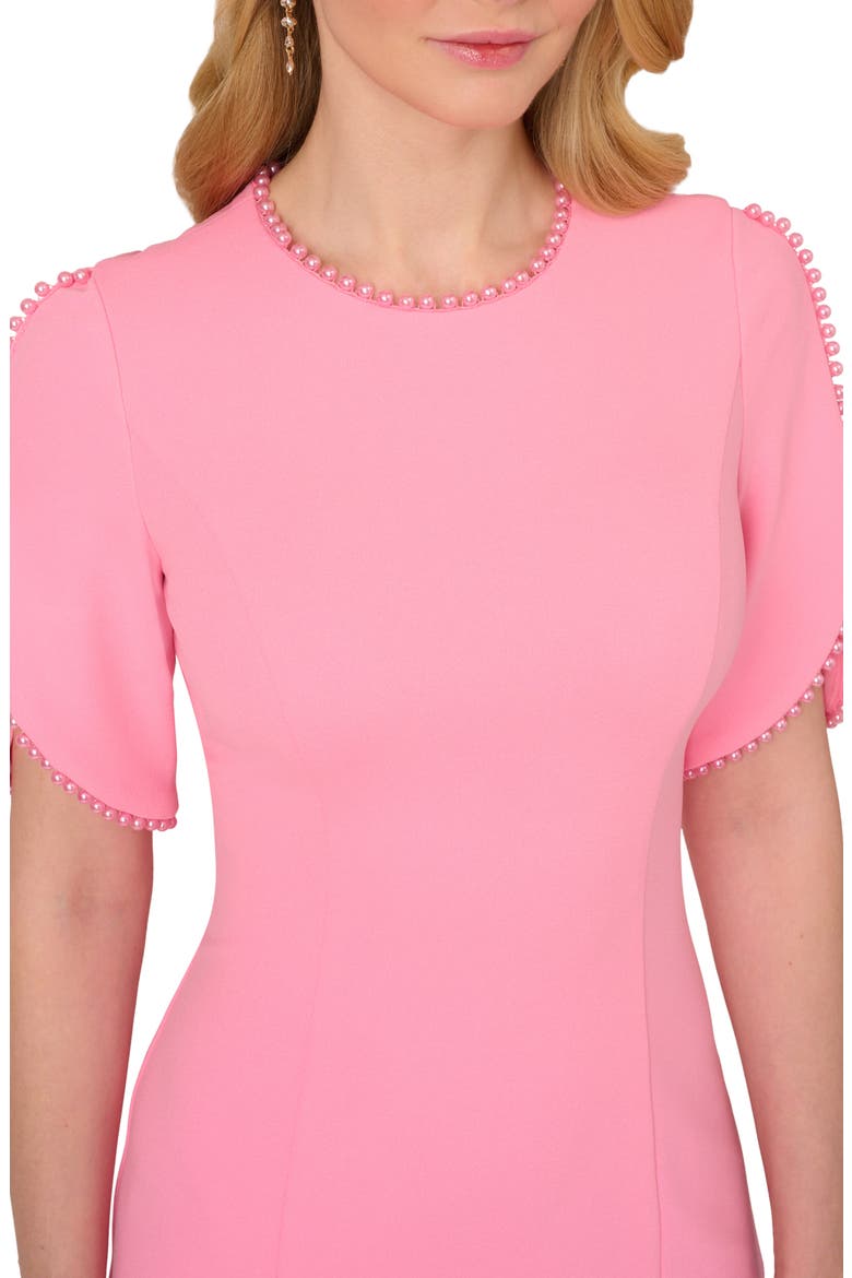 Imitation Pearl Detail Crepe Sheath Dress, Alternate, color, CHERRY BLOSSOM