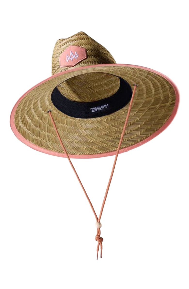 Hemlock Bare Straw Lifeguard Hat, Alternate, color, Coral Trim