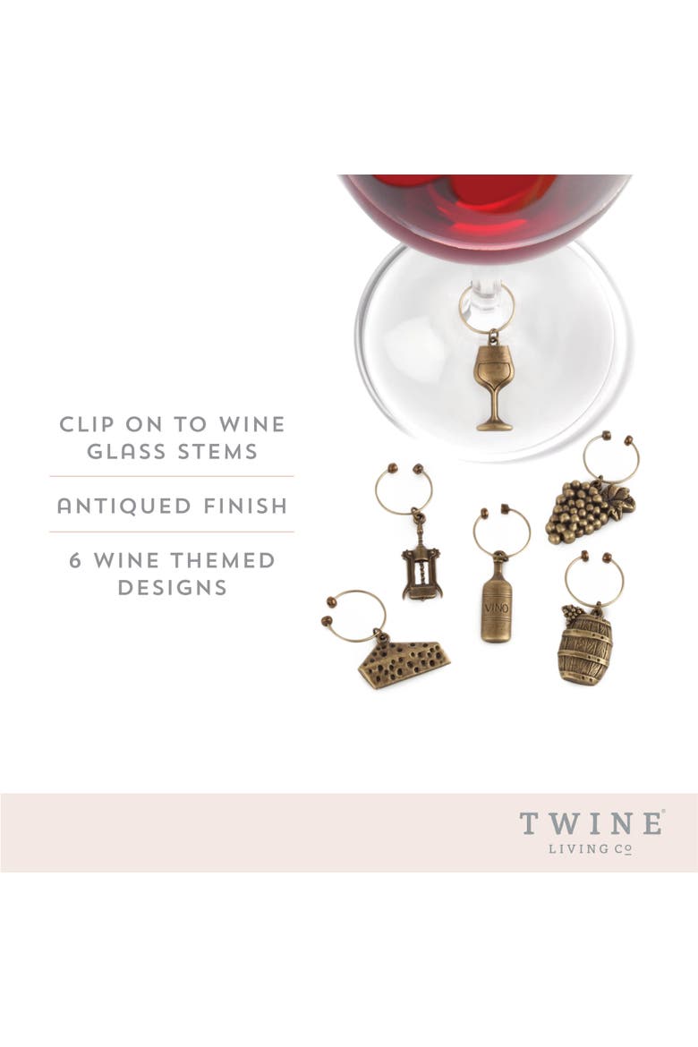 Vineyard Wine Charms Set of 6, Alternate, color, Bronze