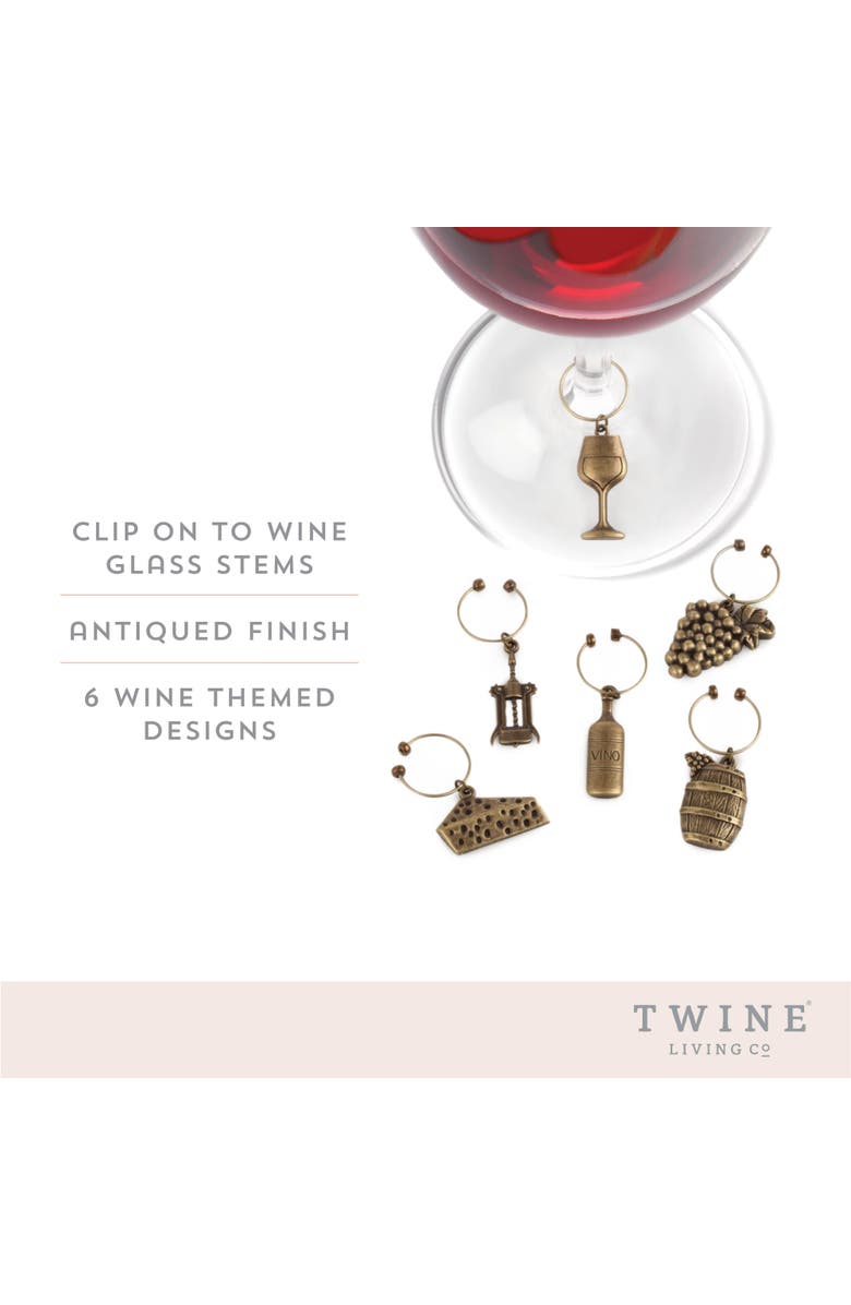 TWINE Vineyard Wine Charms Set of 6, Alternate, color, 