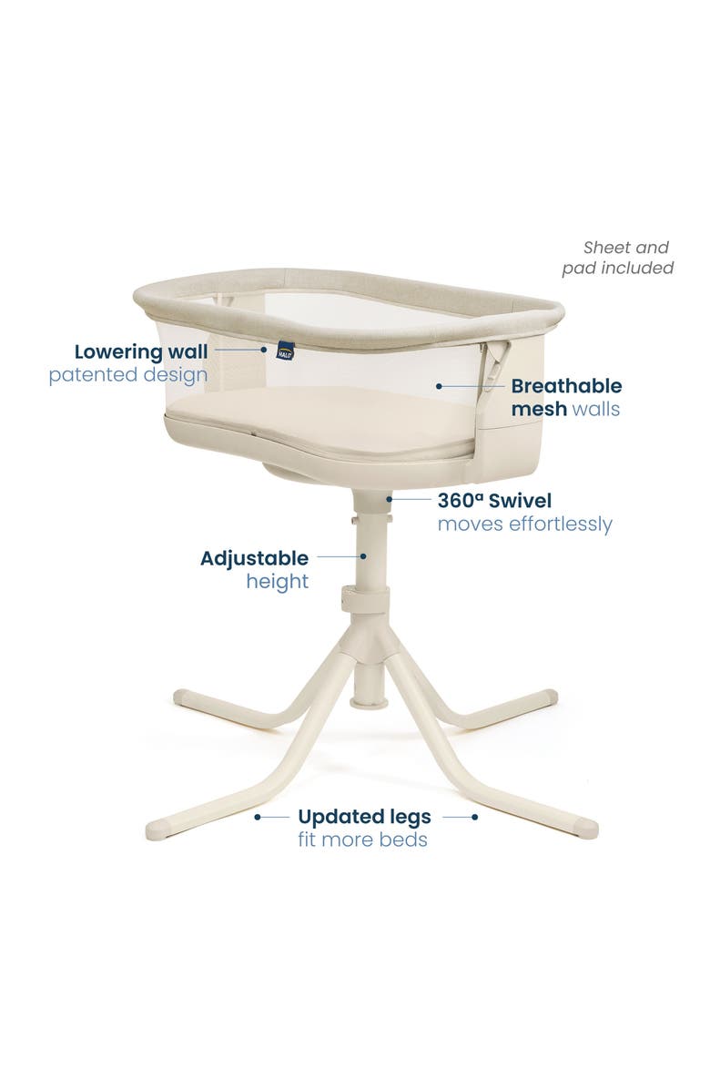 HALO BassiNest Connected Swivel Sleeper 3.0 - Smart Bassinet with AutoSoothe, 360° Swivel, Cry Detection, Rocking, Vibration & Soothing Sounds, Easy Lowering Wall, Alternate, color, Oat - 4.0