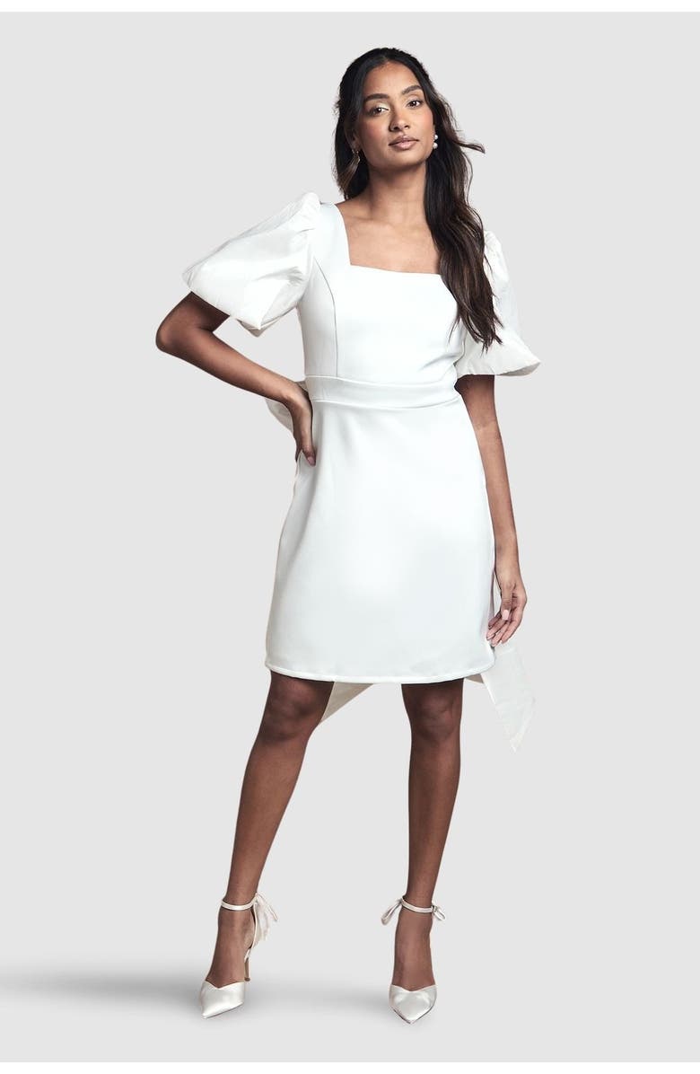 Coast Taffeta Bow Back Mini Dress, Main, color, Ivory