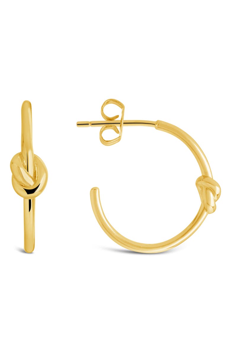 Sterling Forever 14K Yellow Gold Plated Sterling Silver Love Knot Hoop Earrings, Main, color, 