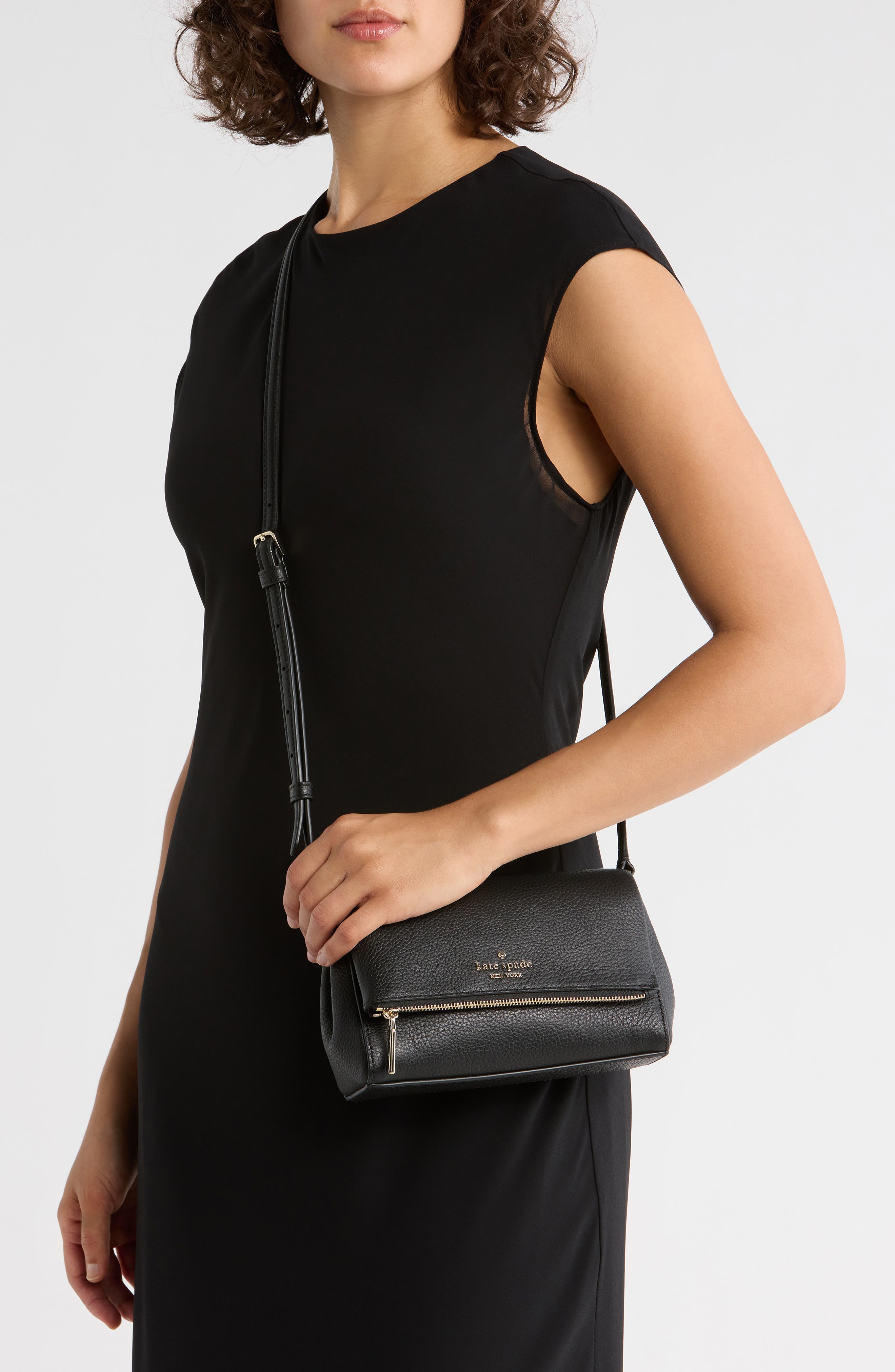 Kate Spade New York leila pebble leather mini flap bag, Alternate, color, 