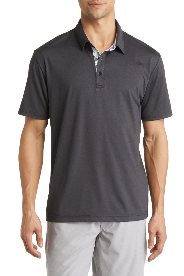 James Solid Stretch Golf Polo, Main, color, BLACK HEATHER