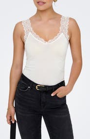 Only Free Lace Trim Sleeveless Top