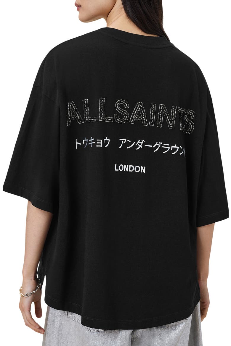 Under Amelie Oversize Cotton Graphic T-Shirt, Alternate, color, BLACK