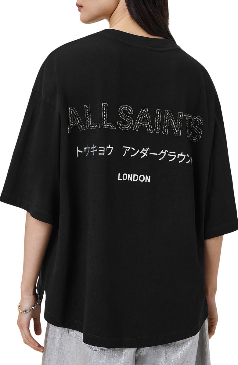 AllSaints Under Amelie Oversize Cotton Graphic T-Shirt, Alternate, color,