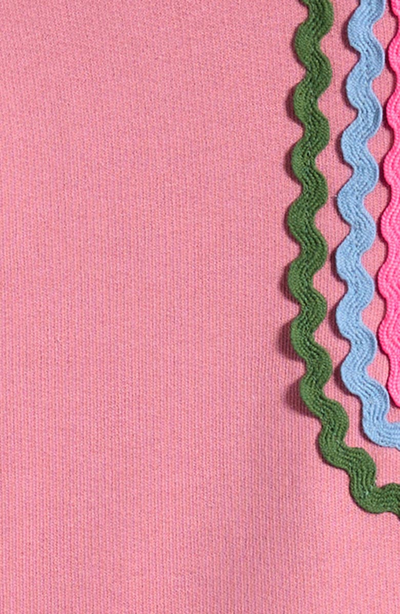 Mini Boden Kids' Rackrack Trim Half Zip Sweatshirt Dress, Alternate, color, Pink Haze