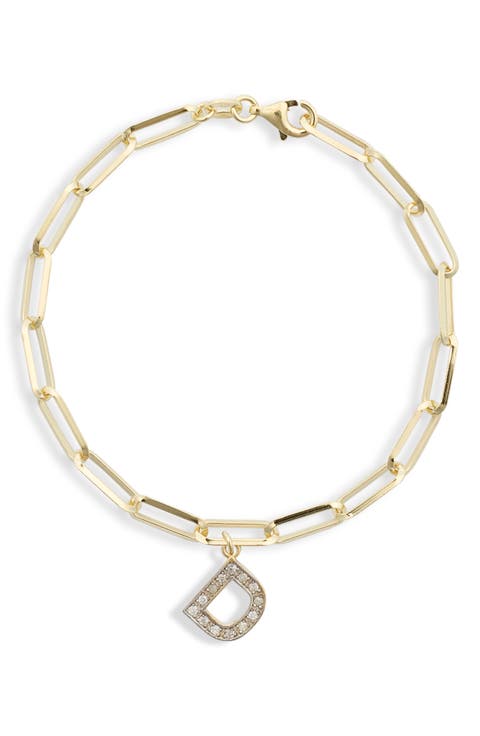 Diamond Initial Charm Bracelet
