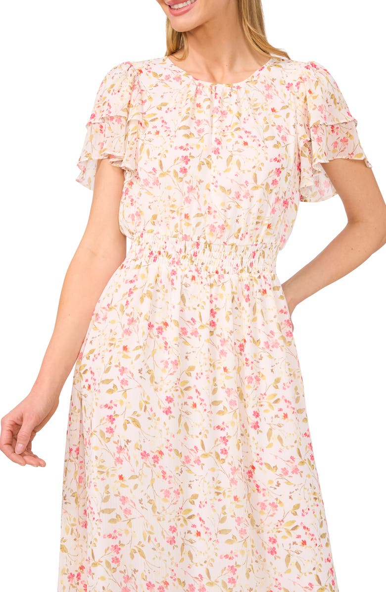 CeCe Floral Print Ruffle Maxi Dress, Alternate, color, 