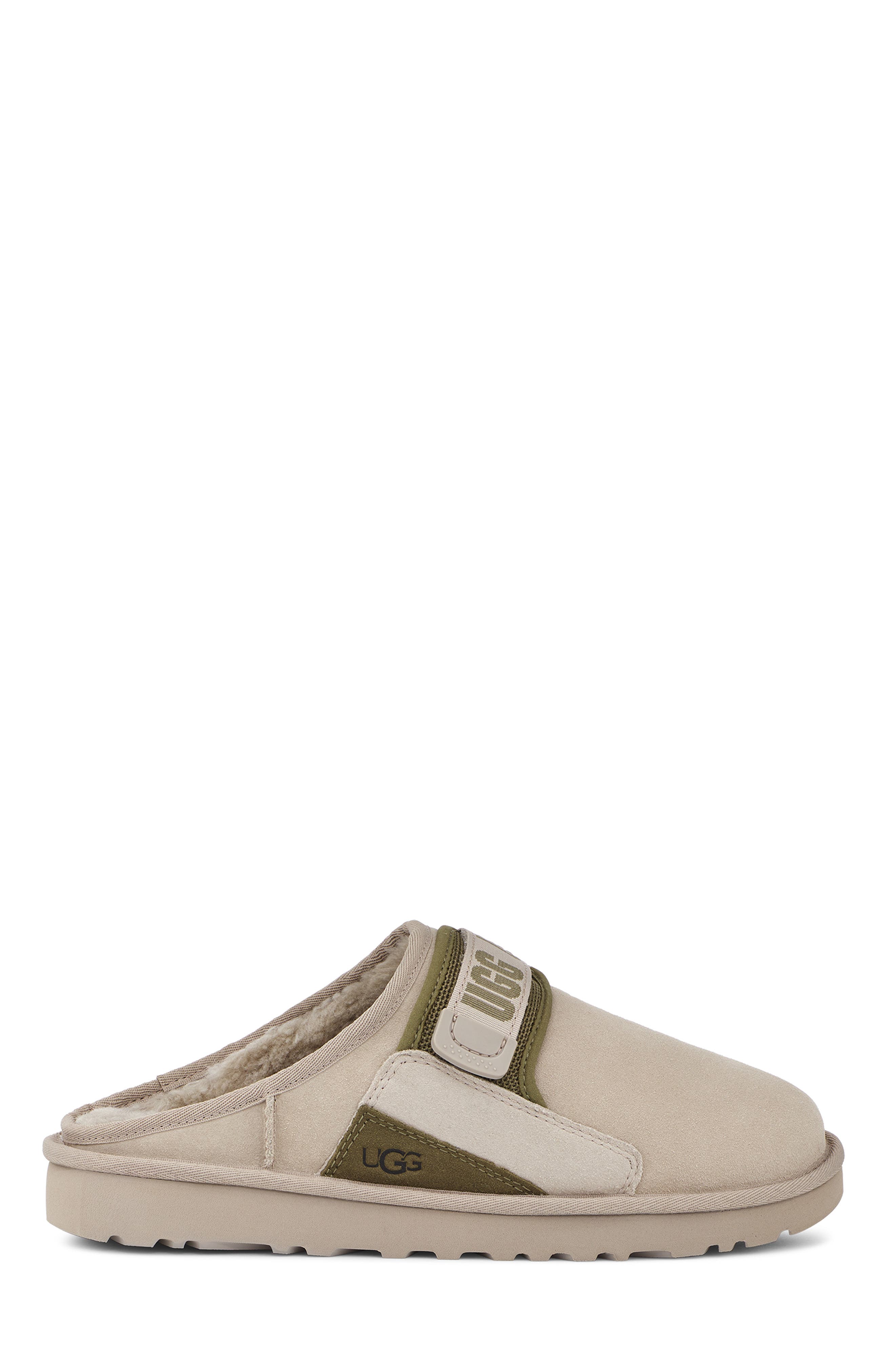 Dune Genuine Shearling Lined Slipper, Alternate, color, STRING/ MOSS GREEN