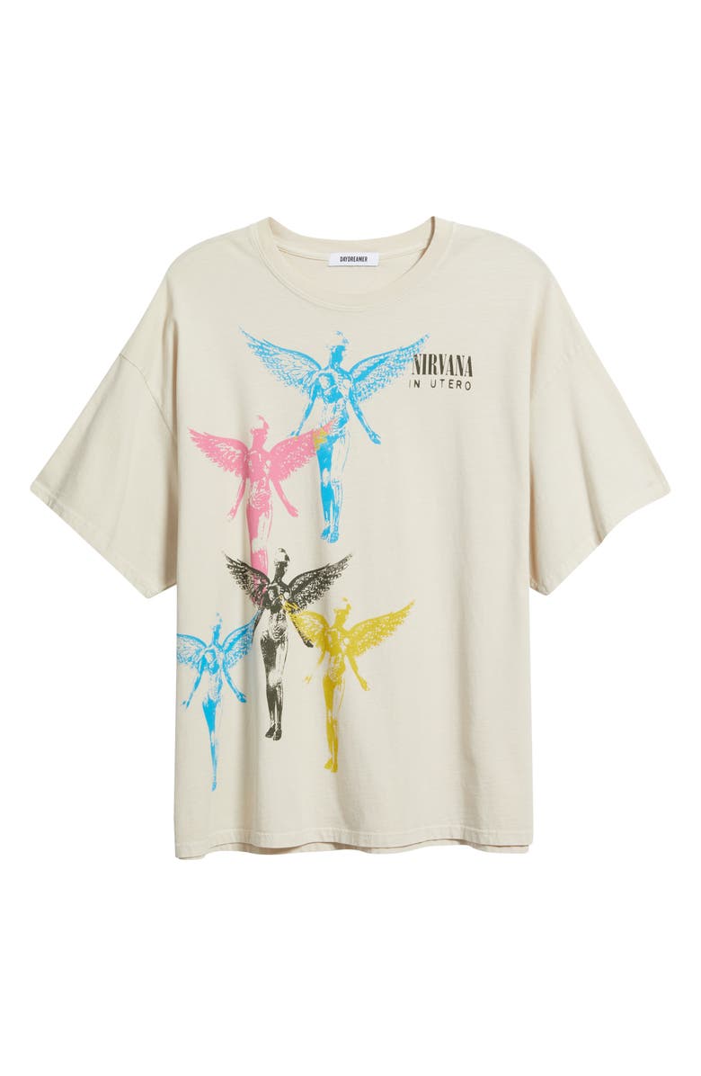 Daydreamer Angel Stamps Cotton Graphic T-Shirt, Alternate, color, Dirty White
