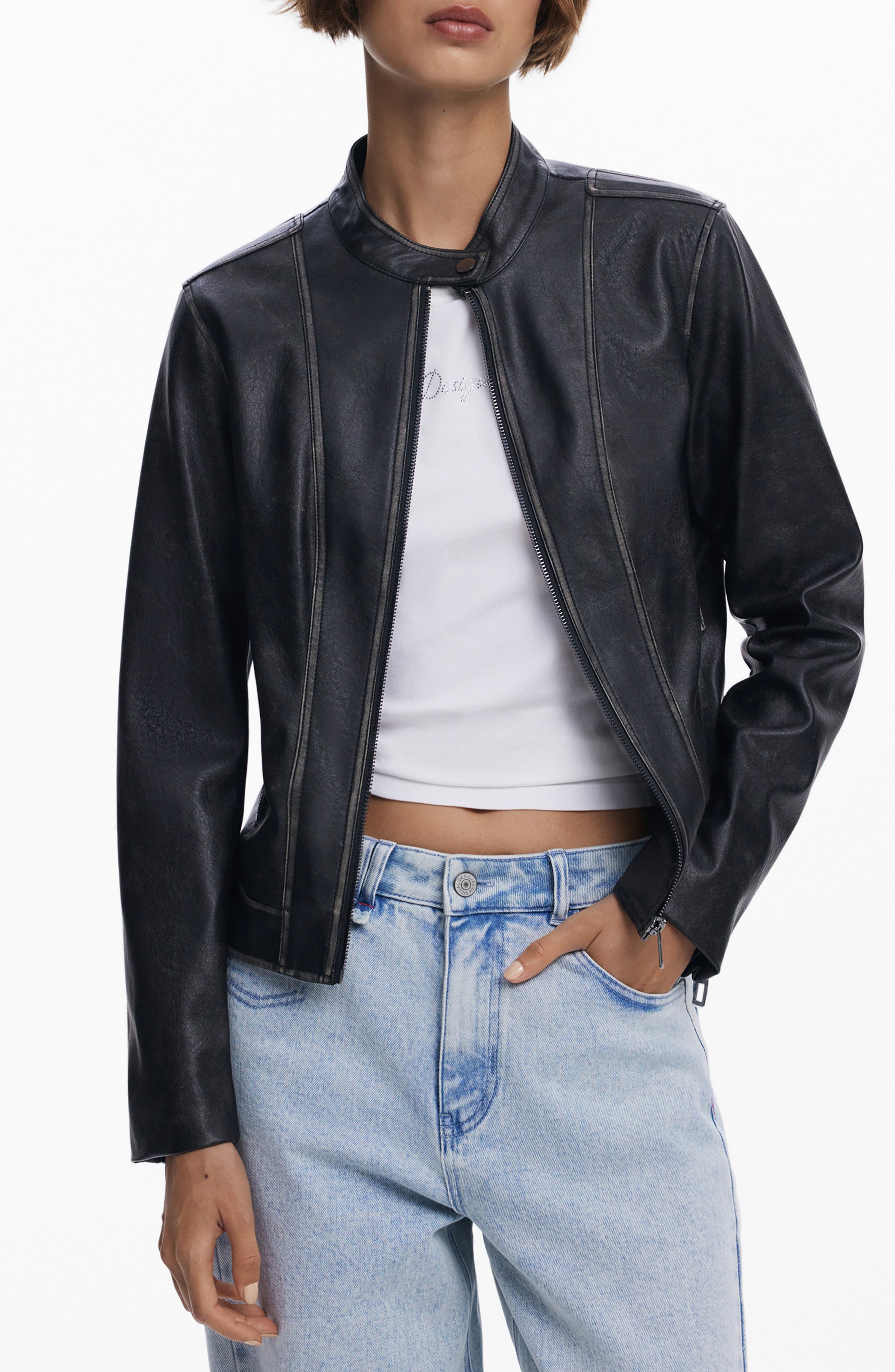 Faux Leather Moto Jacket